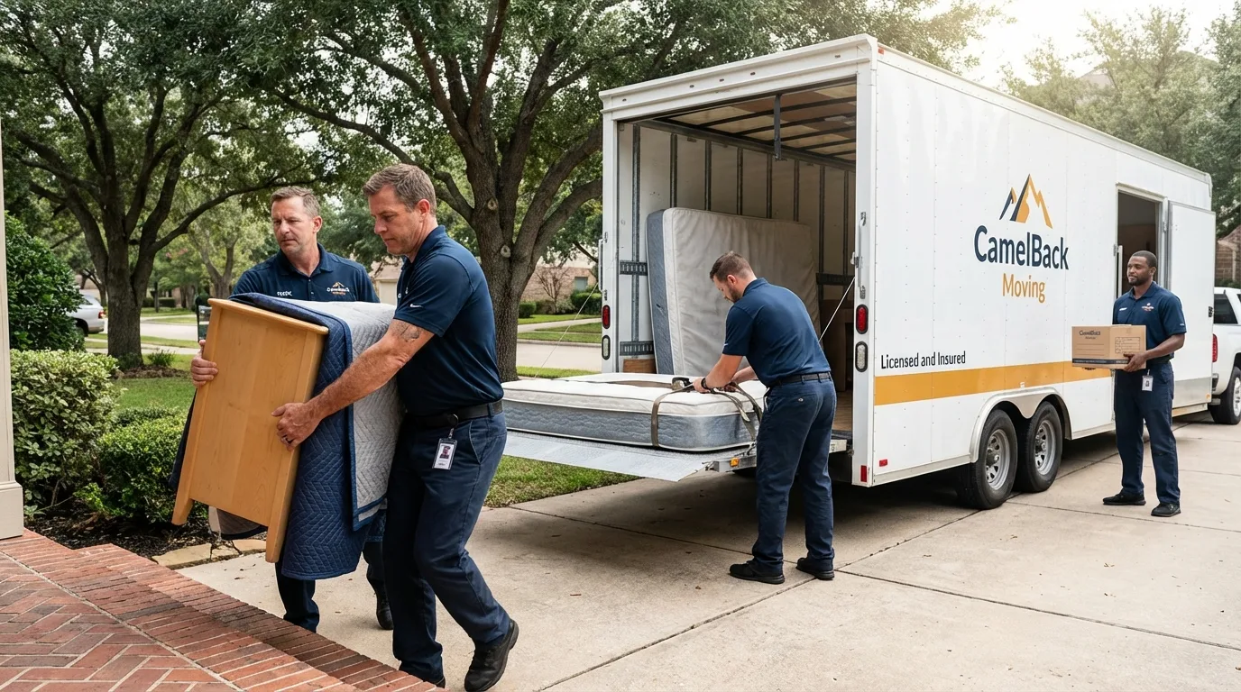 Crew loading residential truck for cross-state move from Hyannis, MA